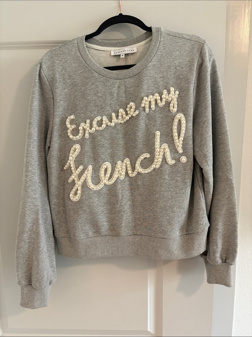 Endless Rose Grey Sweatshirt with Pearl Script